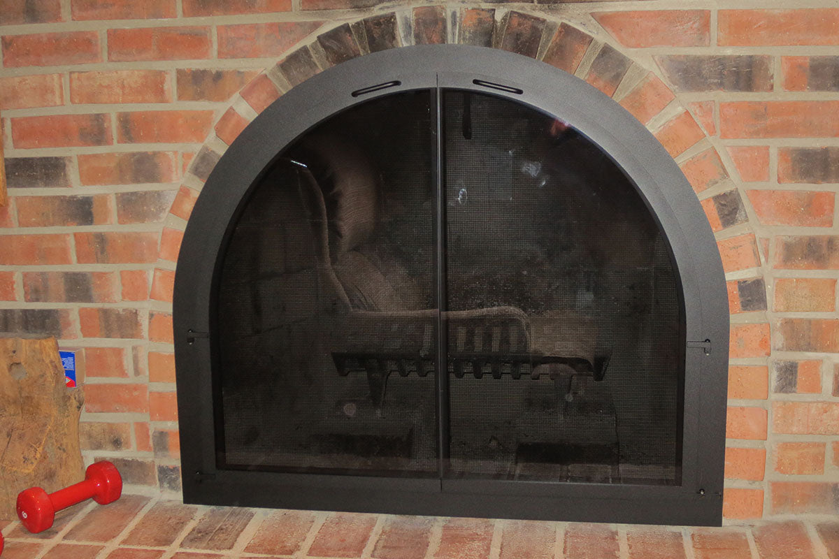 Bar Iron - Arch Masonry Steel Fireplace Glass Doors