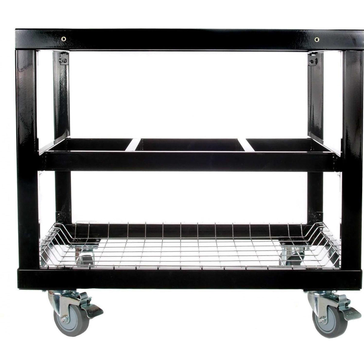 Primo Jack Daniels Edition Oval XL 400 Ceramic Kamado Grill On Steel Cart With 2-Piece Island Side Shelves And Stainless Steel Grates