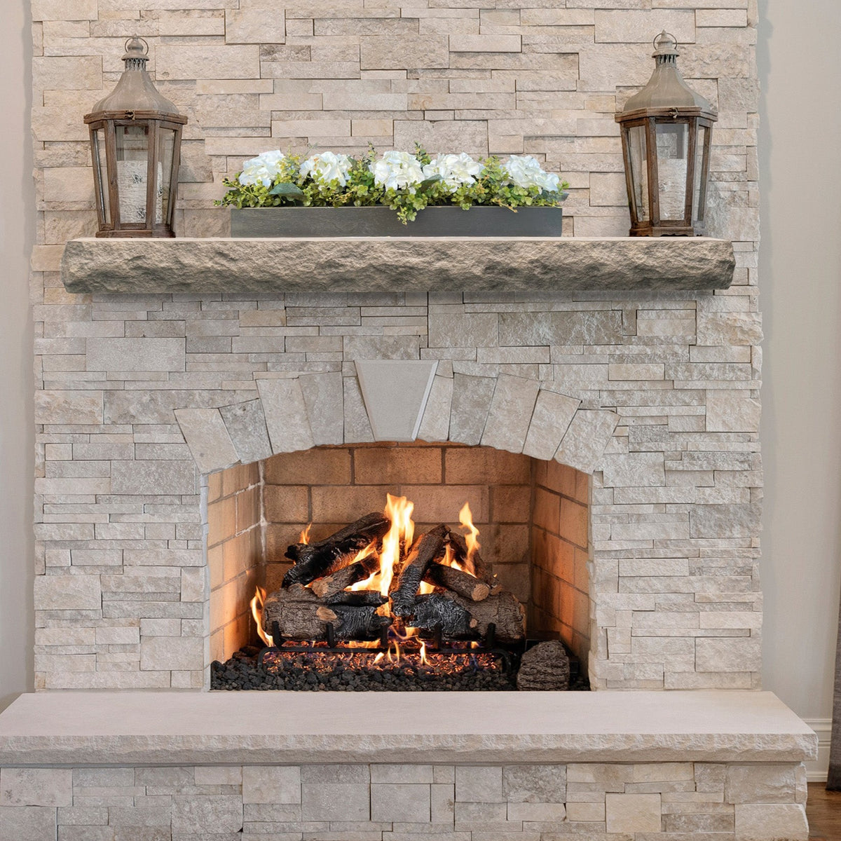 Natural Cut Stone Non-Combustible Mantel Shelf MIST Finish