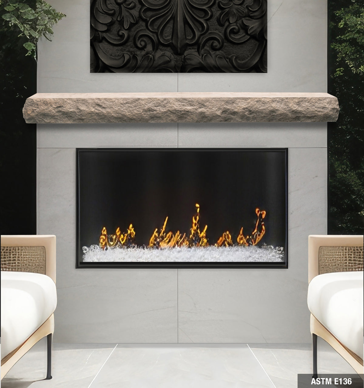 Natural Cut Stone Non-Combustible Mantel Shelf MIST Finish