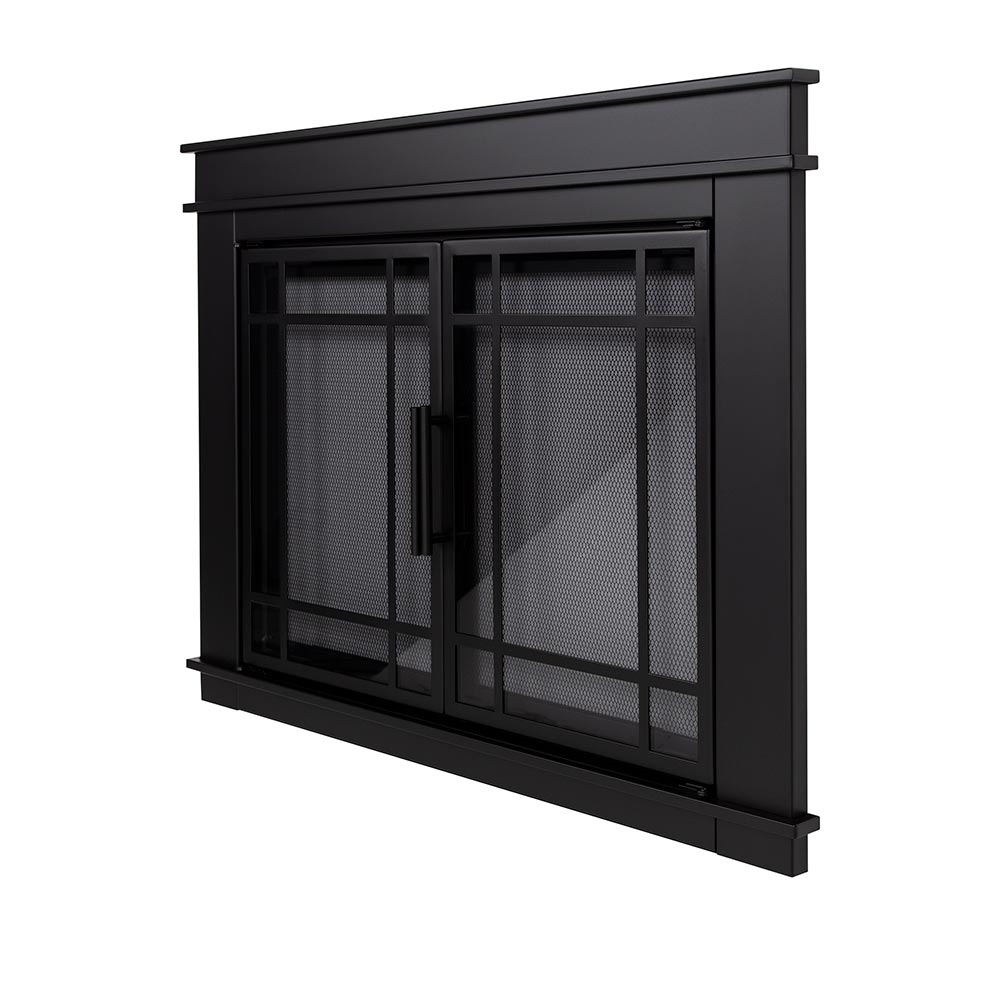 Finley Flat Black Masonry Fireplace Door | Standard Sizes