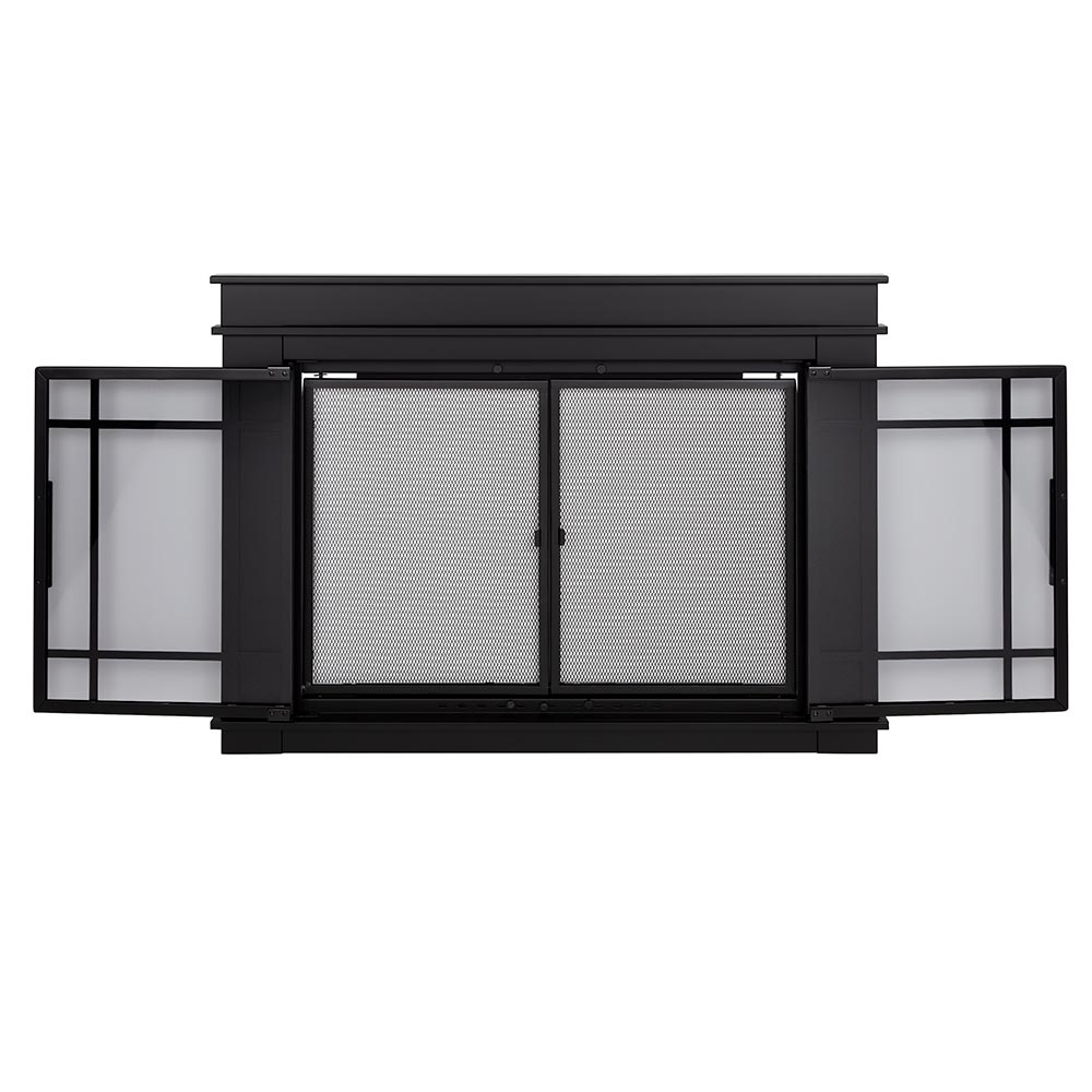 Finley Flat Black Masonry Fireplace Door | Standard Sizes