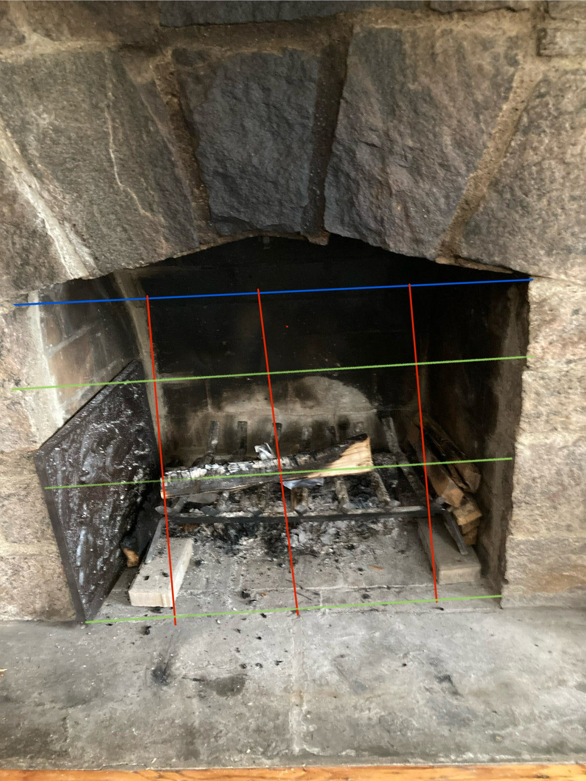 Custom Grande Fireplace Door Opening Size 36” Width x 29” Height/ Rustic Black / Clear Glass / Modern Handles