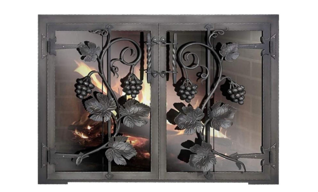 Napa Valley Fireplace Doors / Opening Size / Width - 35”
Height - 29 1/2” / Rustic Black(Matte black finish) / Mesh Screen instead of Glass / Twin Doors / Overlap Fit / Flush Heart /