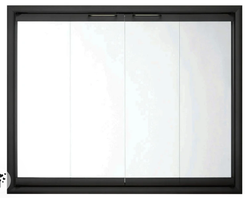 RAINBOW ALUMINUM DOOR/ INSIDE FIT/ 36"W X 21 3/8" H, MATTE BLACK, GREY GLASS, BIFOLD (CONTRACTORS DISCOUNT INCLUDED)