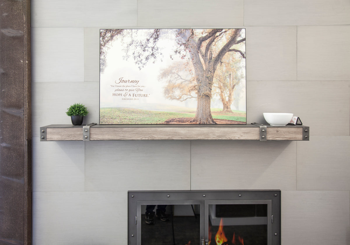 Fully Customizable Floating Shelves Transitional Wood+Metal in 25+ Finishes and Any Size