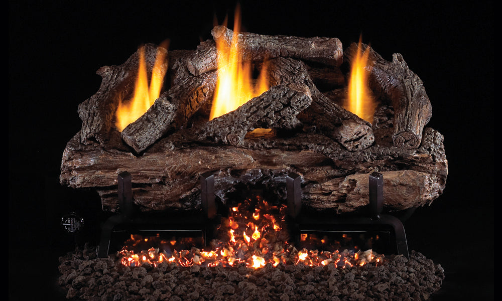 Peterson Real Fyre Charred Aged Split Ventless Refractory Gas Log Set