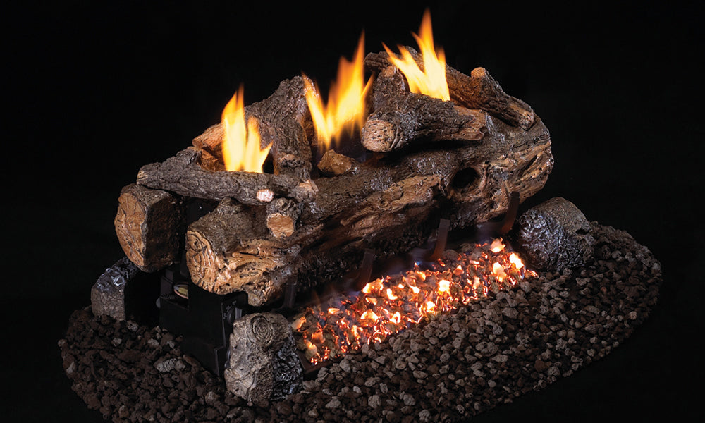 Peterson Real Fyre Evening Fyre Split Ventless Refractory Gas Log Set