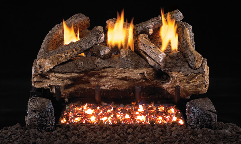 Peterson Real Fyre Evening Fyre Split Ventless Refractory Gas Log Set